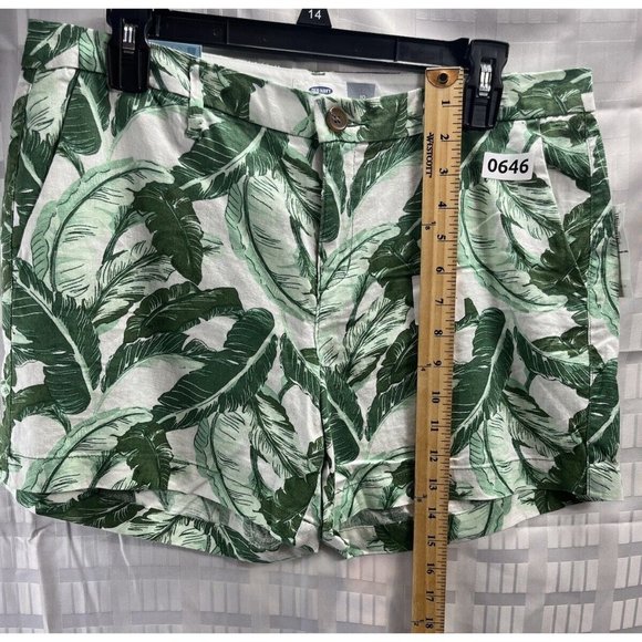 OLD NAVY Shorts Women's Size 10 Green/White Floral All Over Print Linen Summer - Picture 4 of 11